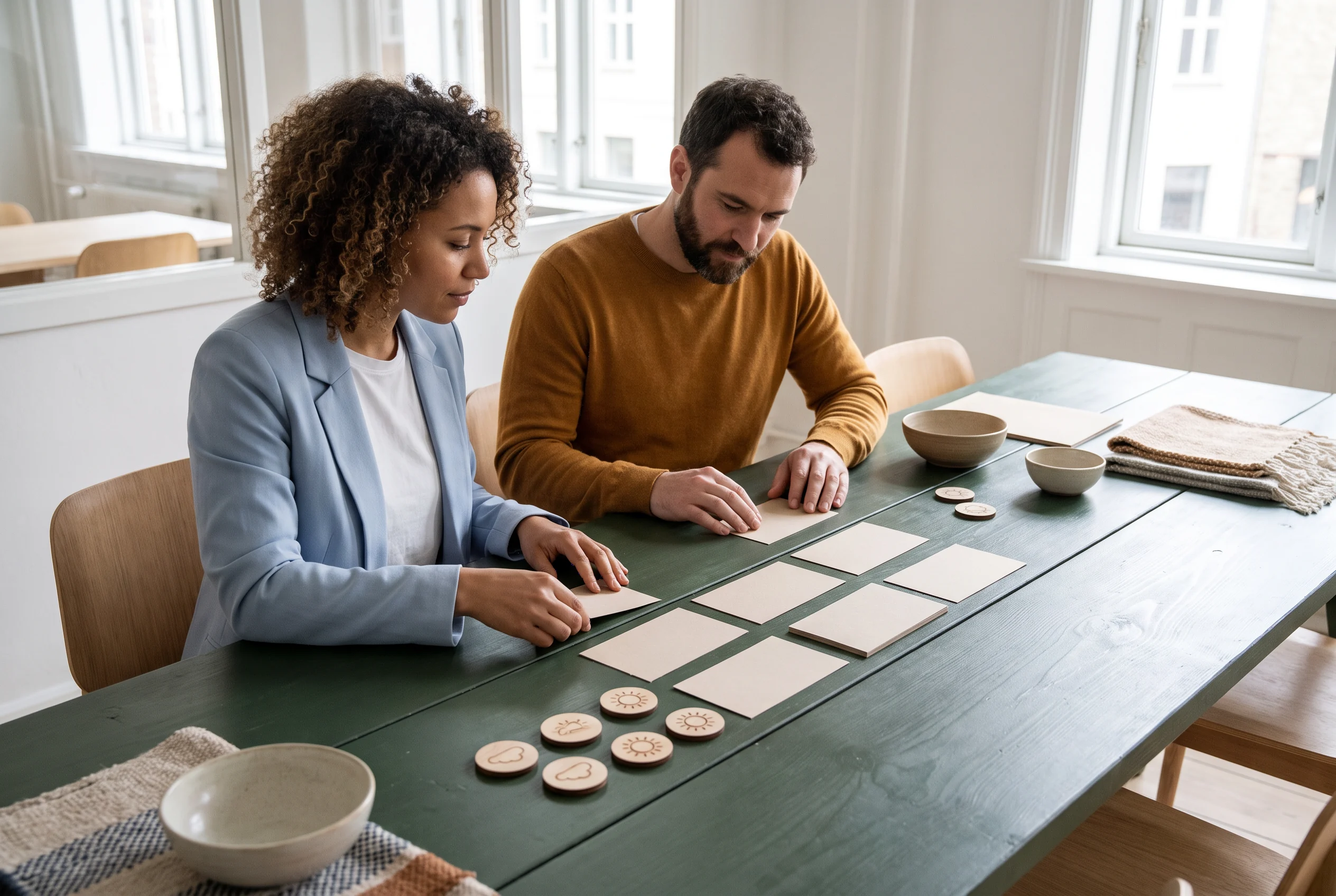 Two people reviewing a tabletop planning exercise